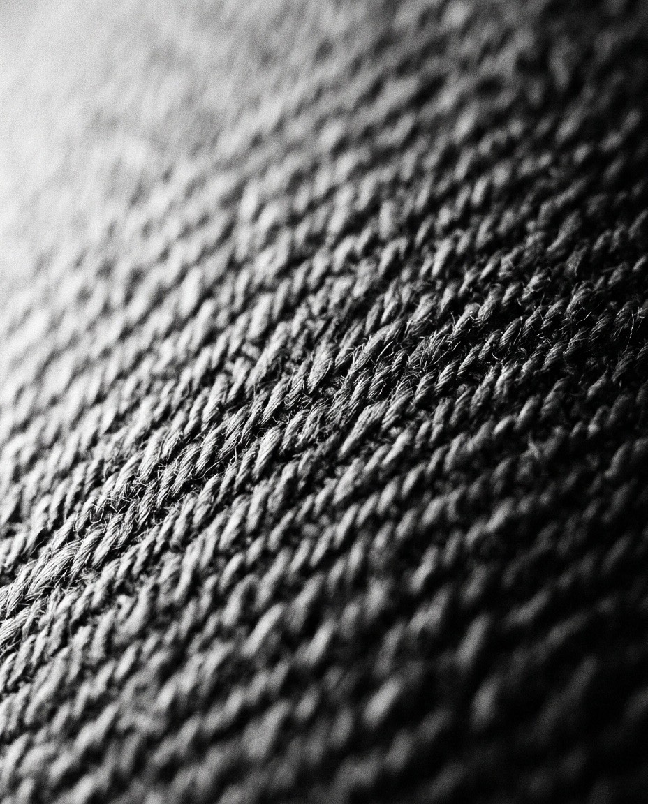 Close crop of woven industrial textile in high contrast black and white